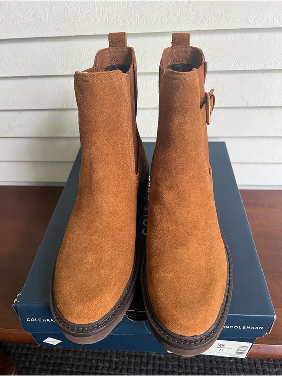 Cole Haan Shoes - Cole Haan Brown Suede Chelsea Boot with Buckle